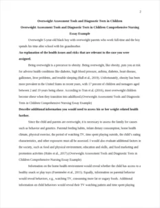 Overweight Assessment Tools and Diagnostic Tests in Children Comprehensive Nursing Essay Example – page 2