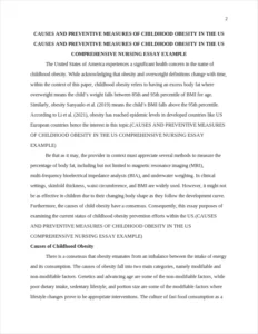 CAUSES AND PREVENTIVE MEASURES OF CHILDHOOD OBESITY IN THE US COMPREHENSIVE NURSING ESSAY EXAMPLE – page 2