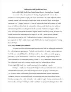 Underweight Child Health Case Study Comprehensive Nursing Essay Example – page 2