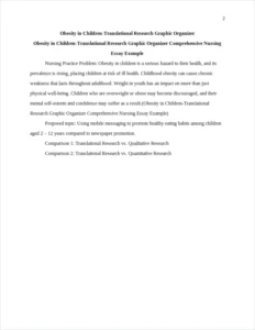 Obesity in Children-Translational Research Graphic Organizer Comprehensive Nursing Essay Example – page 2