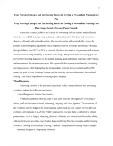 Using Nursing Concepts and the Nursing Process to Develop a Personalized Nursing Care Plan Comprehensive Nursing Paper Example – page 2