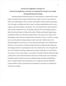 Research and Application to Nursing Care Comprehensive Nursing Essay Example – page 2