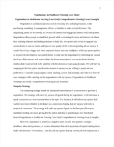 Negotiations in Healthcare Nursing Case Study Comprehensive Nursing Essay Example – page 2