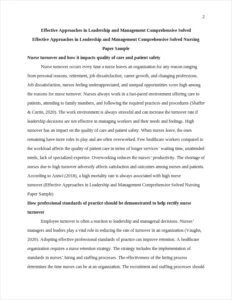 Effective Approaches in Leadership and Management Comprehensive Solved Nursing Paper Sample – page 2