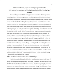IOM Future of Nursing Report and Nursing Comprehensive Solved Nursing Paper Example – page 2