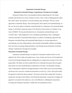Humanistic-Existential Therapy Comprehensive Nursing Essay Example – page 2