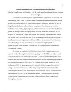 Hospital Complications not Associated with the Underlying Illness Comprehensive Nursing Essay Example – page 2