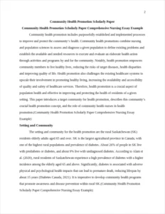 Community Health Promotion Scholarly Paper Comprehensive Nursing Essay Example – page 2