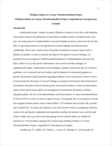 Finding Evidence on Venous Thromboembolism Project Comprehensive Nursing Essay Example – page 2