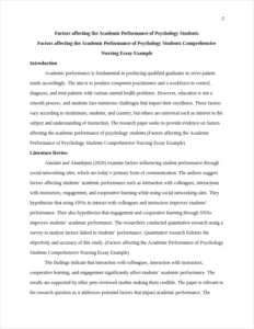 Factors affecting the Academic Performance of Psychology Students Comprehensive Nursing Essay Example – page 2