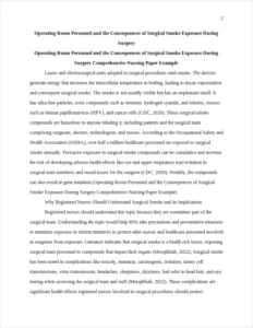 Operating Room Personnel and the Consequences of Surgical Smoke Exposure During Surgery Comprehensive Nursing Paper Example – page 2