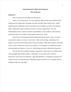 Interprofessional Collaboration Responses – page 2