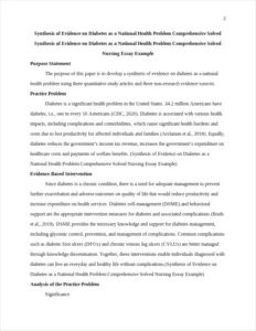 Synthesis of Evidence on Diabetes as a National Health Problem Comprehensive Solved Nursing Essay Example – page 2
