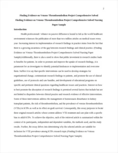 Finding Evidence on Venous Thromboembolism Project Comprehensive Solved Nursing Paper Sample – page 2