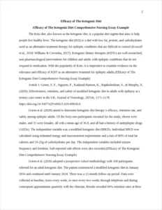 Efficacy of The Ketogenic Diet Comprehensive Nursing Essay Example – page 2