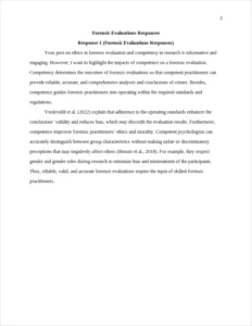 Forensic Evaluations Responses – page 2