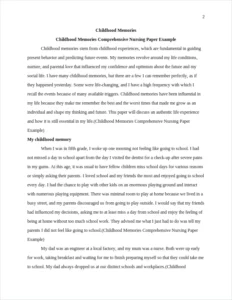 Childhood Memories Comprehensive Nursing Paper Example – page 2