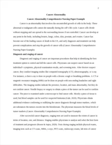 Cancer Abnormality Comprehensive Nursing Paper Example – page 2