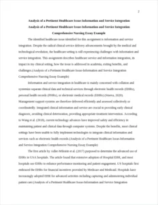 Analysis of a Pertinent Healthcare Issue-Information and Service Integration Comprehensive Nursing Essay Example – page 2