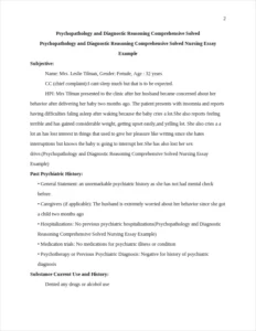 Psychopathology and Diagnostic Reasoning Comprehensive Solved Nursing Essay Example – page 2