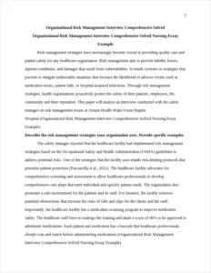 Organizational Risk Management Interview Comprehensive Solved Nursing Essay Example – page 2
