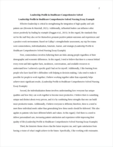 Leadership Profile in Healthcare Comprehensive Solved Nursing Essay Example – page 2