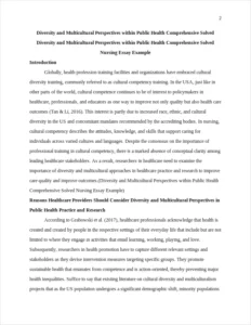 Diversity and Multicultural Perspectives within Public Health Comprehensive Solved Nursing Essay Example – page 2