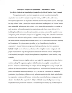 Descriptive Analytics in Organizations Comprehensive Solved Nursing Essay Example – page 2