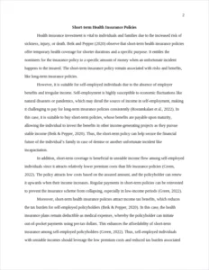 Short-term Health Insurance Policies – page 2