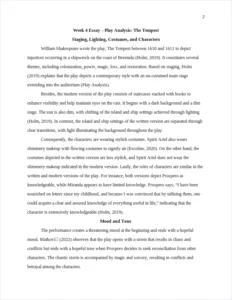 Week 4 Essay – Play Analysis: The Tempest-Nursing Essay Examples – page 2