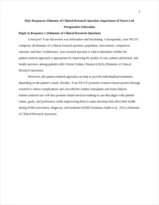 Elements of Clinical Research Question – page 2