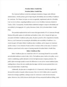 President Biden's Health Plan – page 2