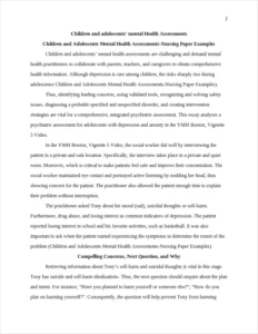 Children and Adolescents Mental Health Assessments-Nursing Paper Examples – page 2