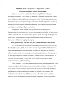 Depression in Children-Nursing Paper Examples – page 2