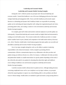 Leadership and Economic Models-Nursing Examples – page 2