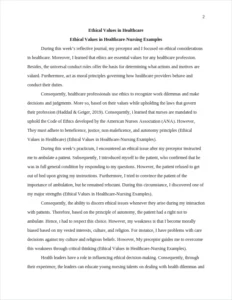 Ethical Values in Healthcare-Nursing Examples – page 2