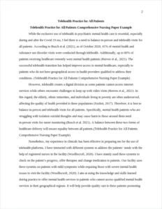 Telehealth Practice for All Patients Comprehensive Nursing Paper Example – page 2