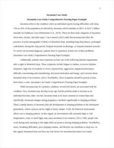 Insomnia Case Study Comprehensive Nursing Paper Example – page 2