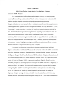 REMS Certification Comprehensive Nursing Paper Example – page 2