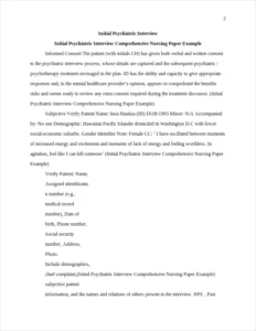 Initial Psychiatric Interview Comprehensive Nursing Paper Example – page 2