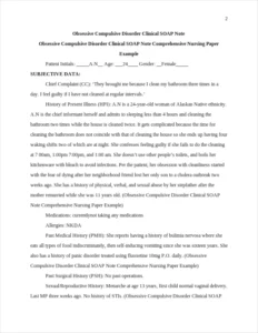 Obsessive Compulsive Disorder Clinical SOAP Note Comprehensive Nursing Paper Example – page 2