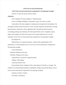 SOAP Note on Incarcerated hernia Comprehensive Nursing Paper Example – page 2