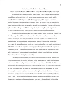 Clinical Journal Reflection on Mental Illness Comprehensive Nursing Paper Example – page 2