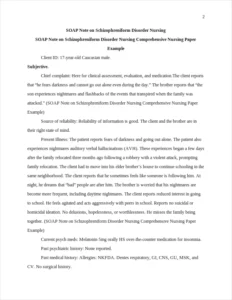 SOAP Note on Schizophreniform Disorder Nursing Comprehensive Nursing Paper Example – page 2