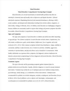 Mood Disorders Comprehensive Nursing Paper Example – page 2
