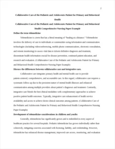 Collaborative Care of the Pediatric and Adolescents Patient for Primary and Behavioral Health Comprehensive Nursing Paper Example – page 2