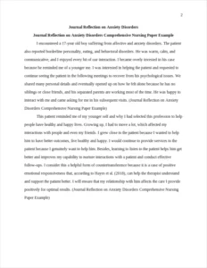 Journal Reflection on Anxiety Disorders Comprehensive Nursing Paper Example – page 2
