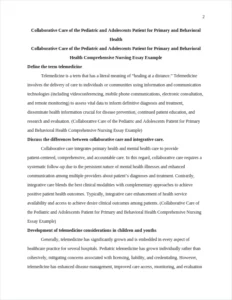 Collaborative Care of the Pediatric and Adolescents Patient for Primary and Behavioral Health Comprehensive Nursing Essay Example – page 2