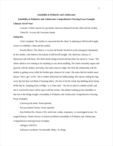 Suicidality in Pediatrics and Adolescents Comprehensive Nursing Essay Example – page 2