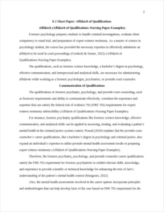 Affidavit of Qualifications-Nursing Paper Example – page 2